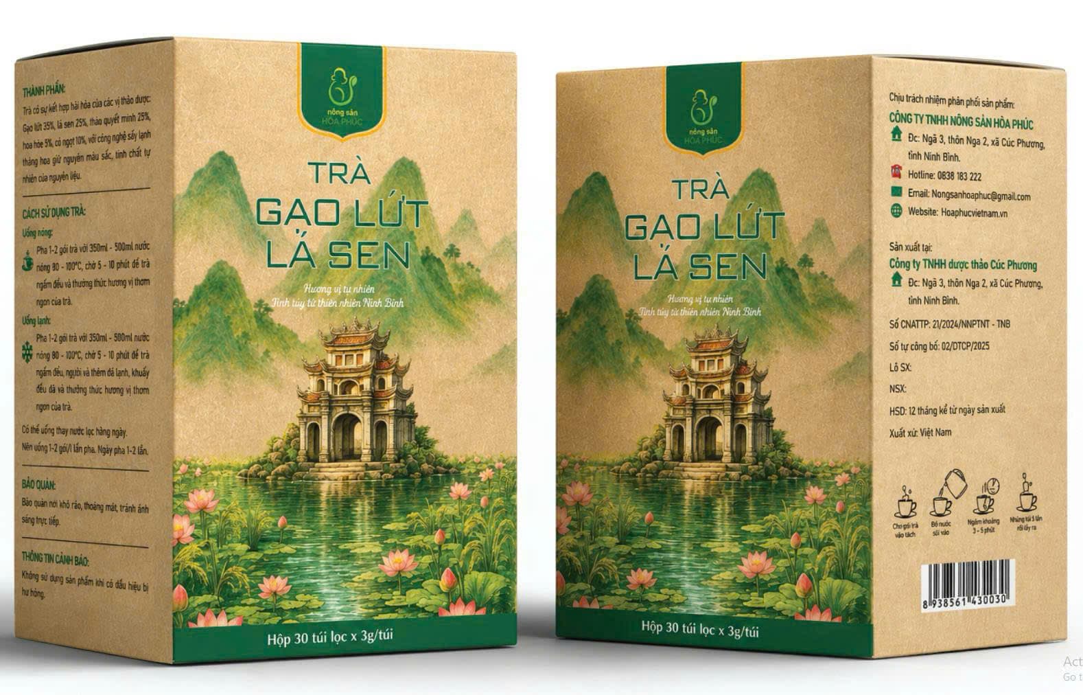 Trà Gạo Lứt Lá Sen Hòa Phúc